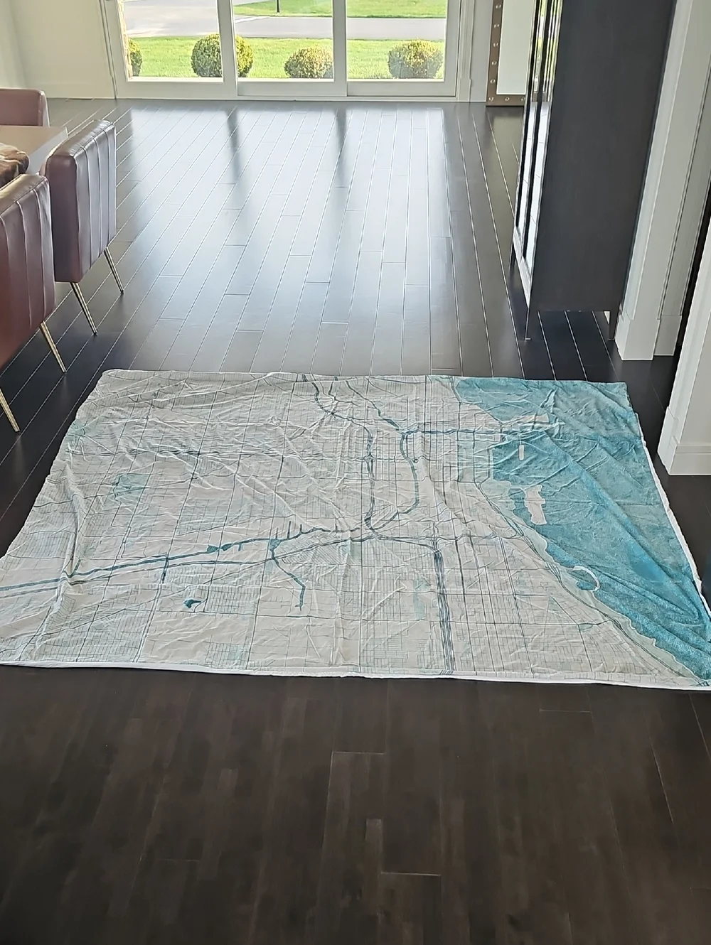 Light Blue Chicago Map King Duvet Cover (Zipper)